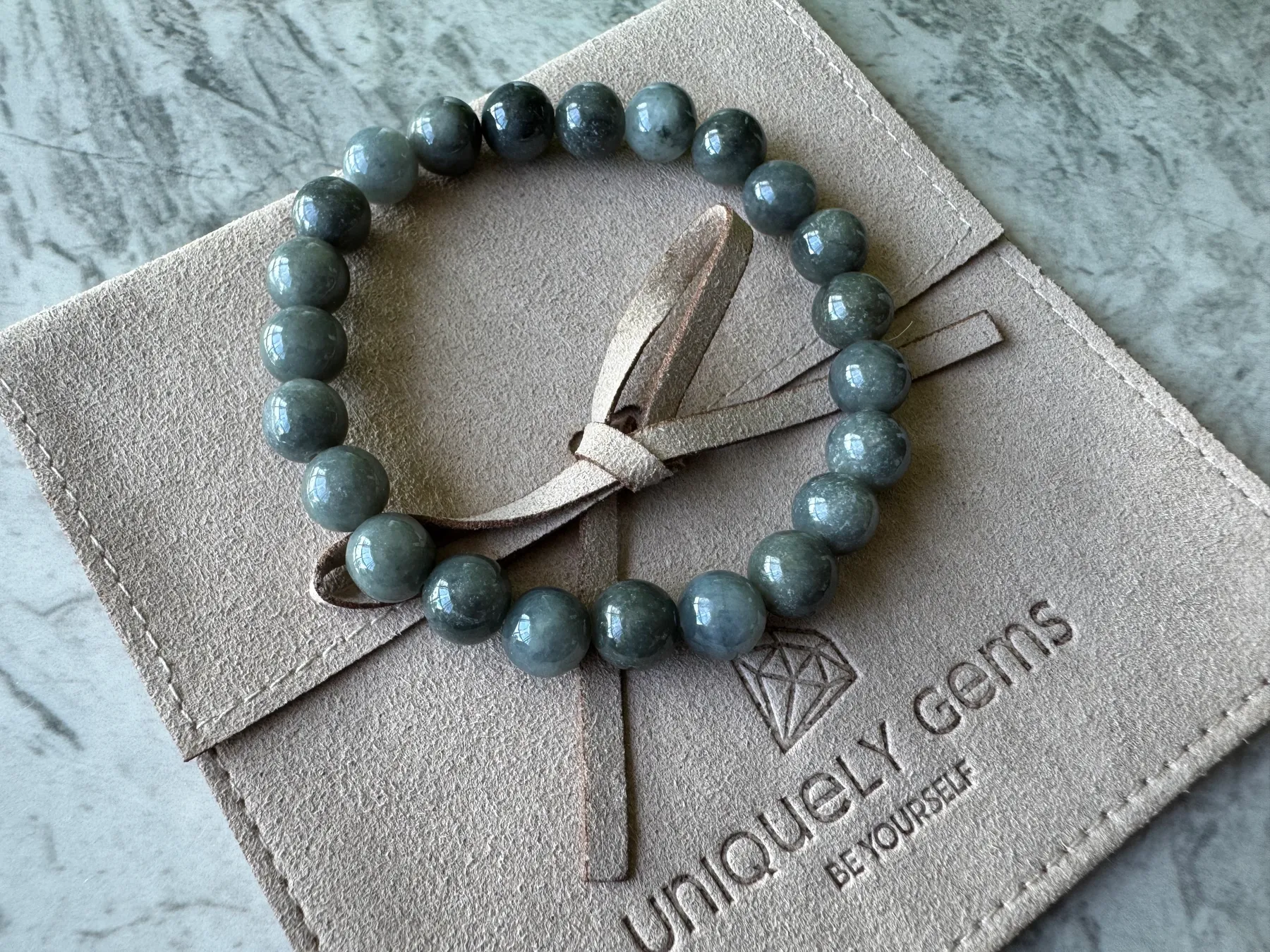 Bracelet Jade De Chine 8 Mm Modèle Dugmar - Neuf Avec étiquettes